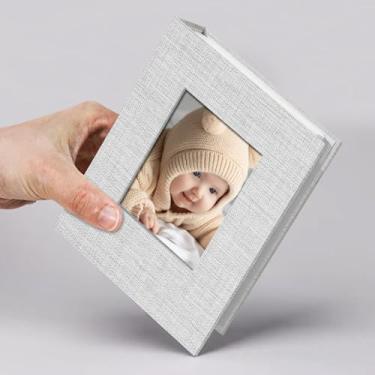 Imagem de Vienrose Álbum De Fotos Pequeno 4X6 Álbum De Fotos Deslizante 50 Páginas Contém 100 Fotos, Livro De Fotos Portátil 4X6 Para Casamento, Família, Bebê, Viagem, Cinza