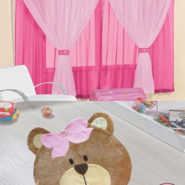 Imagem de Kit Decoração P/ Quarto De Menina = Cortina Malha Juvenil + T