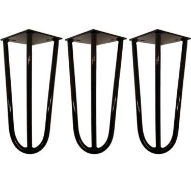 Imagem de Kit 03 Pés de Ferro Aço Hairpin Legs 15 cm Preto A01 Sofá Móveis Mesa 