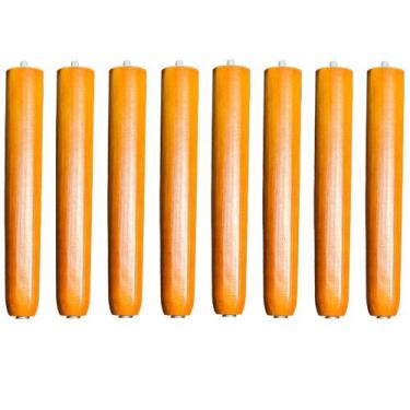 Imagem de Kit 08 Pés Palito Madeira 25 cm Rosqueável P02 Móveis Poltrona Puff Me