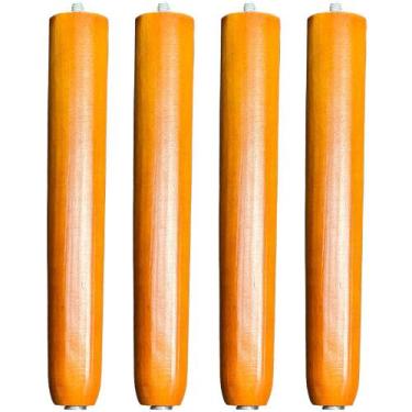 Imagem de Kit 04 Pés Palito Madeira 25 cm Rosqueável P02 Móveis Poltrona Puff Me