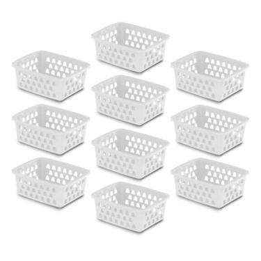 Imagem de Kit 10 Cesto Caixa Organizador Multiuso Pequeno Transparente Rosa Pret