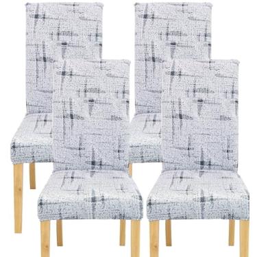 Imagem de Comfy Gate Pacote com 4 capas de cadeira de sala de jantar, capas de cadeira para sala de jantar, conjunto com 4 capas elásticas para cadeira de jantar, conjunto de 4 protetores de cadeira de cozinha,