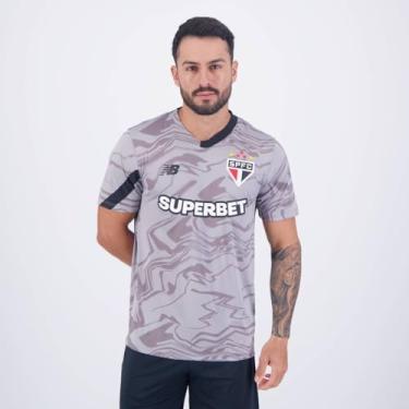 Imagem de Camisa Manga Curta Goleiro Masculina NB SPFC 2024 C/P, Camuflado Grafite/Preto, M