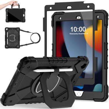 Imagem de Scnioy Capa para iPad 9ª geração, capa para iPad 9ª 8ª geração, iPad de 10,2 polegadas, 9ª geração, com protetor de tela, suporte de caneta, capas para tablet para crianças com suporte giratório de