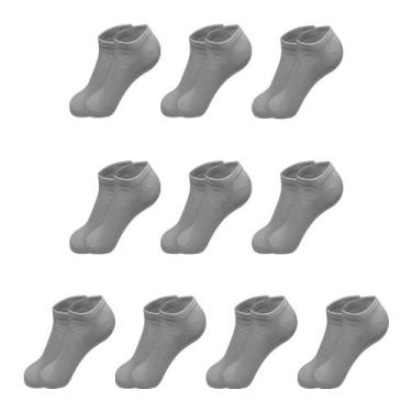 Imagem de Kit 10 Pares de Meias Cano Curto Algodão Cinza M2 - QLC SPORT, Cinza, 