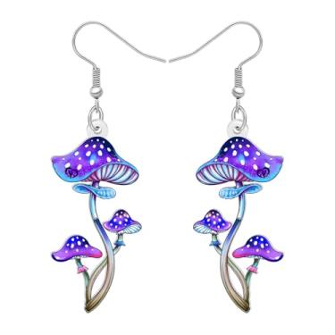Imagem de DALANE Brincos de acrílico divertidos inspirados na natureza com pingente de cogumelo para mulheres, lindos brincos de designer de plantas, hipoalergênicos, presentes para amantes da natureza,