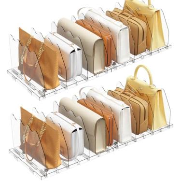 Imagem de SPACEKEEPER Divisor de prateleira ajustável para armário, 2 organizadores de bolsa transparentes para armário, separadores de bolsa de acrílico, organizador de armazenamento, divisórias separadoras de