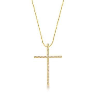 Imagem de Colar com Crucifixo cravejado banhado a Ouro 18k - Atraktiva Jóias, 45