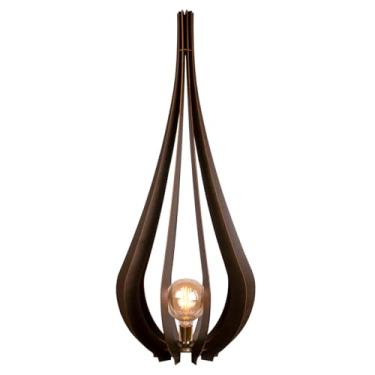 Imagem de Abajur Luminária Chão Vazado Pequena Gota Madeira MDF Rustico (café)