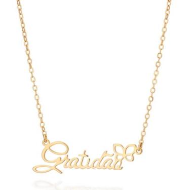 Imagem de Joia Rommanel Colar Gratidão Banhado a Ouro 18K Presente Sofisticado 5