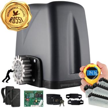 Imagem de Kit Motor Automatizador Portão Deslizante Nano Turbo Rossi 4 metros cremalheira 2 controles 600kg