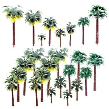 Imagem de SaktopDeco 24 peças de plástico em miniatura, coqueiros, topo de bolo, diorama, árvores tropicais para modelo, trem, microferroviário, jardim