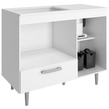Imagem de Balcão Para Cooktop 1 Porta 1 Gaveta 105 cm Alec Branco PLN