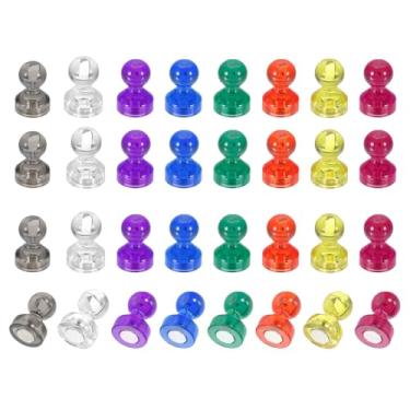 Imagem de PATIKIL 32 pinos de ímãs, 0,7 x 0,5 ímãs fortes de geladeira quadro branco magnético tachinhas decorativas para geladeira Locker calendário escritório, 8 cores