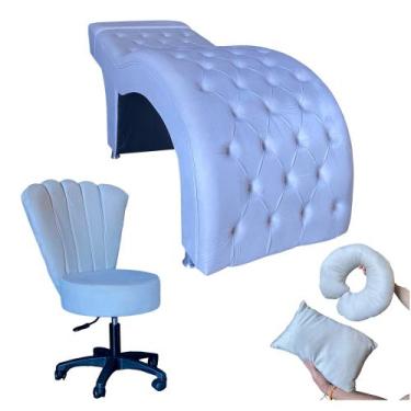 Imagem de Kit Maca M1 70 + Mocho Pétala + Kit Almofadas - In9 Decor, Veludo Bege