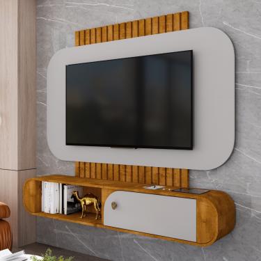 Imagem de Painel Ripado para TV Até 55 Polegadas 1 Porta Jurerê Bechara - Naturale/Off White