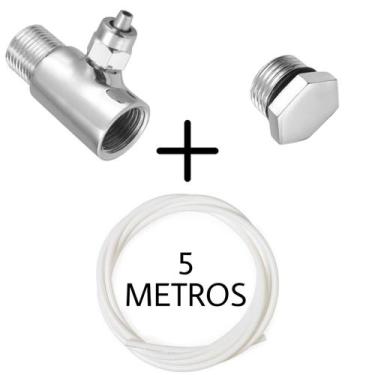 Imagem de Adaptador T Conexão Filtro Purificador de Água com Tampão e Mangueira 