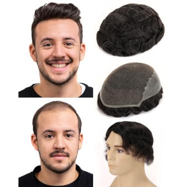 Imagem de BEEOS Peruca De Renda Hd Skinlike Real Para Homens, 8X10 Polegadas, Renda Frontal Com Base Fina De Pele, Aplique De Cabelo Masculino, Peruca Masculina Q6 #1B10, Preto Natural Com 10% De Cinza
