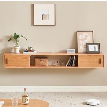 Imagem de Armários de TV de 130/160/180 cm para sala de estar Suporte de TV flutuante unidade de armazenamento de parede suporte de TV flutuante armário prateleira de armazenamento multimídia, amarelo com