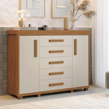 Imagem de Cômoda 5 Gavetas 2 Portas Para Quarto Casal/Solteiro Grande Espaçosa M