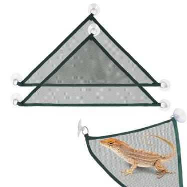 Imagem de CAPASTEC 2 peças de rede de lagarto de dragão, rede de réptil de malha respirável, cama de lagarto, rede de lagarto de répteis para anoles lagartixas camaleão, 33 x 48 x 33 cm, verde