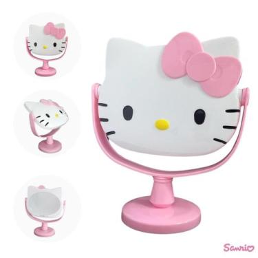 Imagem de Espelho Hello Kitty Rosa Maquiagem Com Suporte De Mesa - Sanrio