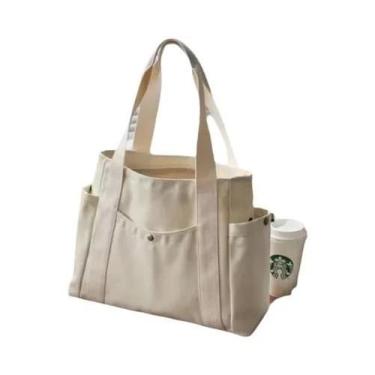 Imagem de Bolsa Tote de Lona de Grande Capacidade - Estilo Universitário para Tr