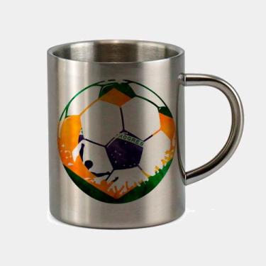 Imagem de Caneca de Inox Premium Prateada 400ml TORCIDA BRASIL BOLA - Criatics