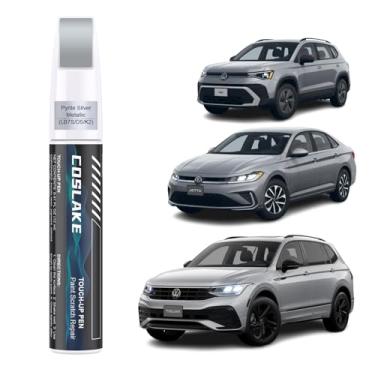 Imagem de COSLAKE Tinta de retoque de carro (prata pirita metálica (LB7S/D5/K2)) para Volkswagen, kit de reparo de arranhões de pintura de carro, solução rápida e fácil de reparar, caneta removedor de arranhões