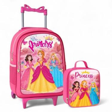 Imagem de Mochila Escolar Rodinha Infantil Menina + Lancheira Termica - Pikuka, 