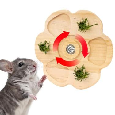 Imagem de Bolagar Brinquedos rotativos para mastigar chinchila para dentes, brinquedo interativo de madeira para porquinhos-da-índia, chinchilas, gerbos, acessórios de gaiola de hamsters (B)