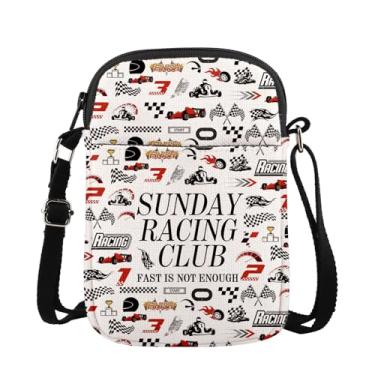 Imagem de MAOFAED Bolsa tiracolo Sunday Racing Club, Fast Is Not Enough, presente de corrida, presente para amantes de esportes motorizados (clube de corrida de domingo), Branco