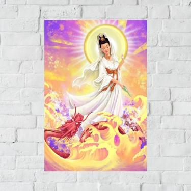 Imagem de Placa Decorativa Mdf Kuan Yin Tamanho 20x27cm Modelo 3a