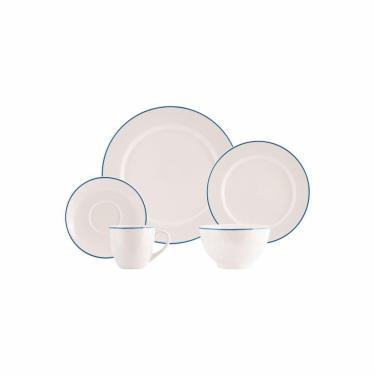 Imagem de Jogo De Jantar 20 Peças Filete Porcelana Real By Schmidt Azul