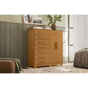 Imagem de Cômoda 8 Gavetas 2 Portas Com Cabideiro Verona Cinamomo