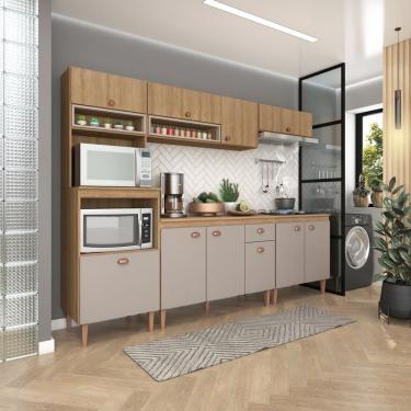 Imagem de Cozinha Modulada Marti Com Tampo 6 Peças Mel -fendi