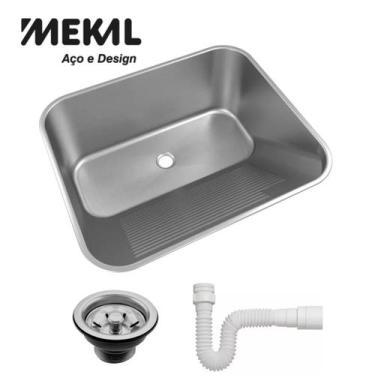 Imagem de Cuba Tanque Mekal 60x50 CT60 Aço Inox Escovado Para Lavanderia Embutir