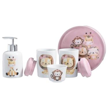 Imagem de Kit Higiene Quarto Higiene Bebê Safari - PGB, Rosa