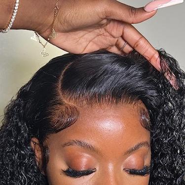 Imagem de BEEOS Peruca Cacheada 5X5 Com Fechamento De Renda Hd, Densidade 250%, Nó Pequeno, Pré-Arrancada, Cabelo Humano Natural, Preto, 20"