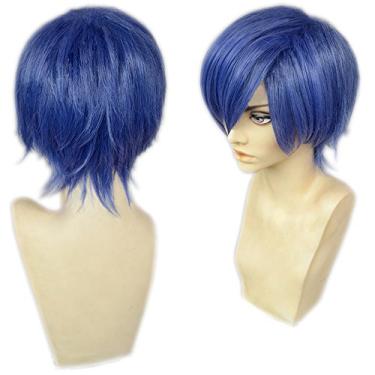 Imagem de magic acgn Persona3 Yuuki Makoto Curto Azul Safira Cabelo De Jogo Peruca Cosplay Unissex Halloween