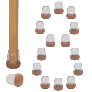 Imagem de GTCSDMG Protetores De Piso Para Pernas Cadeira Extra Pequenos, 8 Peças, Pisos Madeira, Deslizadores Redondos Borracha Móveis, Capas Silicone Transparente Com Fundo Feltro 360°, Espessamento, Encaixe