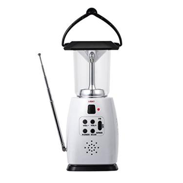 Imagem de HOSHINE Dínamo Solar Multifuncional Com 4 Manivelas, Rádio Fm, Lanterna Led Para Camping, Carregador De Celular (Branco)