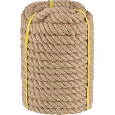 Imagem de XiangGuanQianYing Corda Manila Torcida De 1-1/2 Pol. X 150 Pés, Cordas Grossas Cânhamo E Juta Natural Para Corrimãos, Docas, Cabo Guerra, Decoração, Artesanato, Paisagismo Náutico, Balanço, Rede