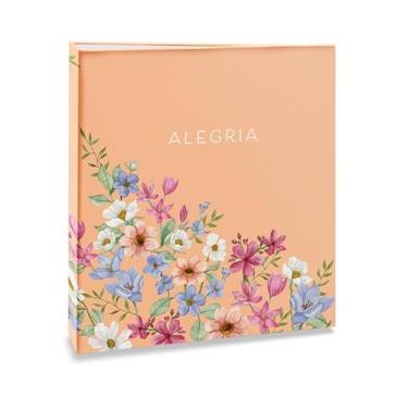 Imagem de Álbum de fotos Ical, encadernação fichário, para 200 fotos 10x15cm - envelope plástico branco - linha Floral - modelo floral suave - alegria - 326