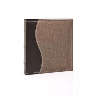 Imagem de Álbum de fotos Ical, encadernação fichário, para 200 fotos 13x18cm - envelope plástico preto - linha Prestige - modelo marrom-médio com costuras - 489