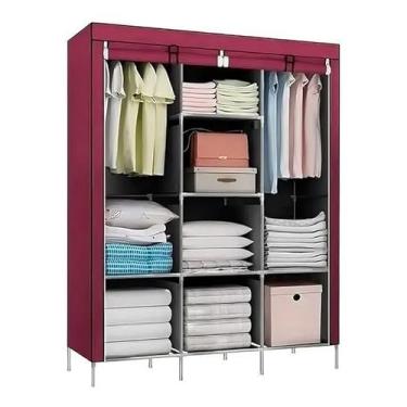 Imagem de Guarda Roupa Dobrável Organizador De Roupas Com Ziper Multifuncional(VERMELHO/BORDÔ)