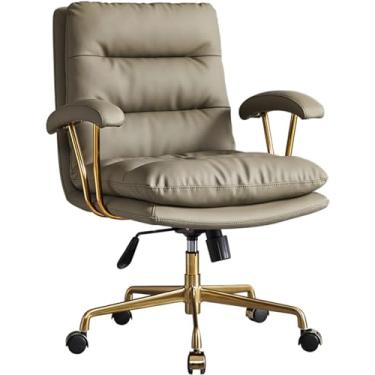 Imagem de Cadeira De Vaidade Giratória, Cadeira Giratória Ajustável Em Altura Com Rodas E Base Robusta, Green, Brown