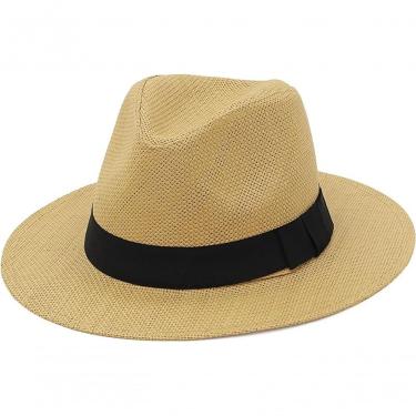 Imagem de Chapéu Panamá De Palha De Verão Chapéu De Sol De Aba Larga Fedora