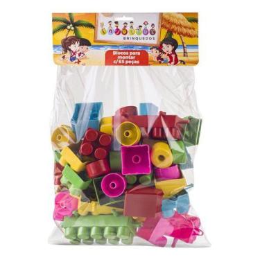 Imagem de Blocos De Montar Grandes 65pçs Brinquedo Infantil Educativo - Injetsul